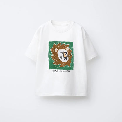 Animal Pattern Boys Clothes T-shirt Summer New Simple Fashion Short Sleeve Tops Kids Tees Round Collar Print Children's T Shirts