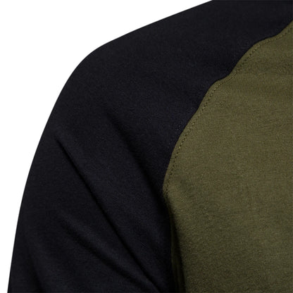 Men's Cotton T-Shirts - Long Sleeve Patchwork O-Neck Casual Designer Tees