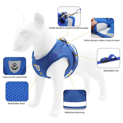 Dog Harness Leash Bulldog Vest Style Summer Reflective Puppy Harnesses Teddy Pet Supplies Breathable Rope Small Dog Collar Corgi