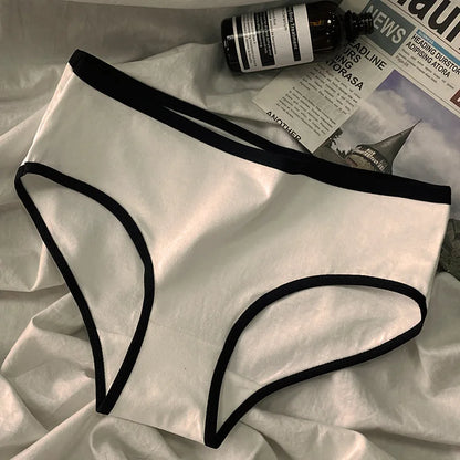 3PCS Women's Cotton Panties Simple Casual Mid-rise Seamless Briefs High-stretch Underwear Comfortable Breathable Underpanties