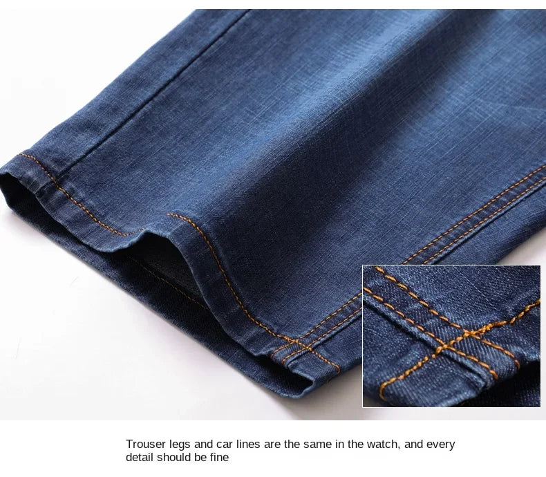 Men's Denim Shorts - Casual Summer Knee Length Multi-Pocket Elastic Waist