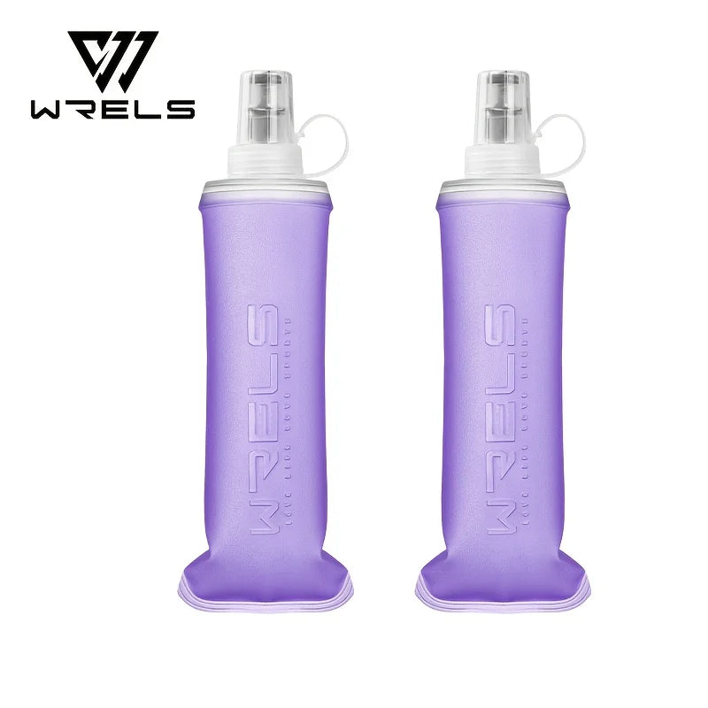 WRELS Soft Water Bottle Collapsible Soft Flask TPU Running Water Bottle Foldable Water Bag BPA-Free Sports Soft Water Flask