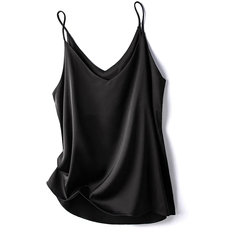 20246 Summer Camisole Slim Vest Sexy Women Sleeveless V-Neck Gray Tee Tank Tops Female Solid Black/White Korean Crop Tops Y2k