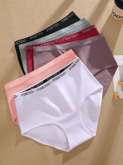 FINETOO 5PCS/Set Cotton High Waist Panties Women's Seamless Breathable Underwear Sexy Stretchy Comfort Briefs Lingerie S-XXL