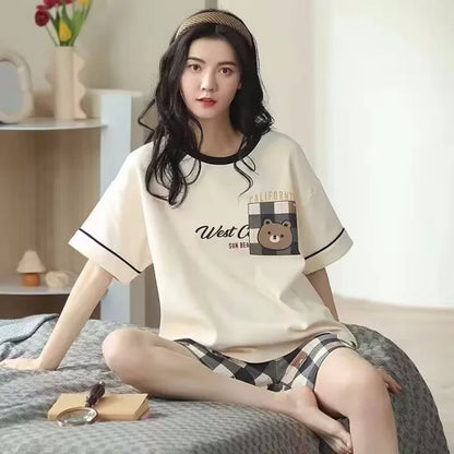 Sleepwear Set Women Short Pajamas for Women Women's Summer Pajamas Pajama Sets Pijama Woman Home Wear Panties Sleep Lounge