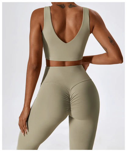 Women Yoga Set – Seamless Sportswear Gym Legging & Fitness Bra Crop Top