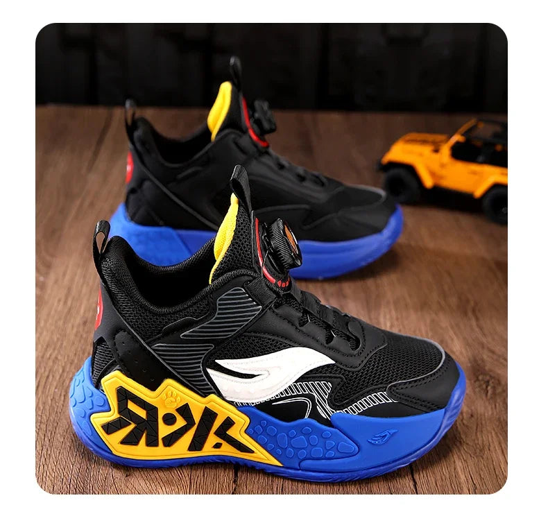 Boys Girls Casual Shoes Outdoor Children‘s Basketball Sneakers Kids Breathable Mesh Athletic Shoes Non-slip Lace-up Running Shoe