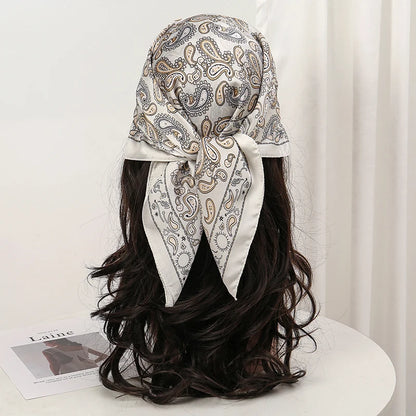 Bohemian Floral Silk Scarf - Tropical Leaf Head Wrap and Bandana