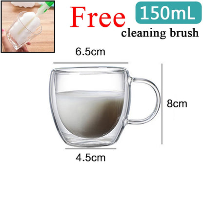 Heat Resistant Glass Mug - Double Wall Borosilicate Coffee Cup | Eco Friendly Drinkware Gift
