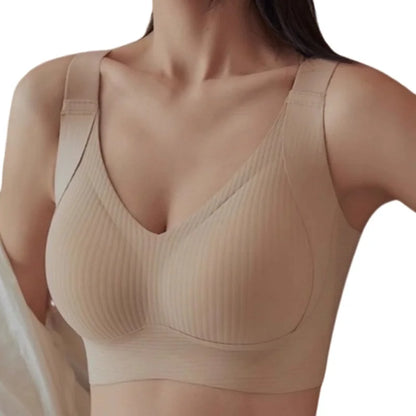 Push Up Bra Wire Free Padded V Neck Bra For Women Plus Size Wide Strap Comfort