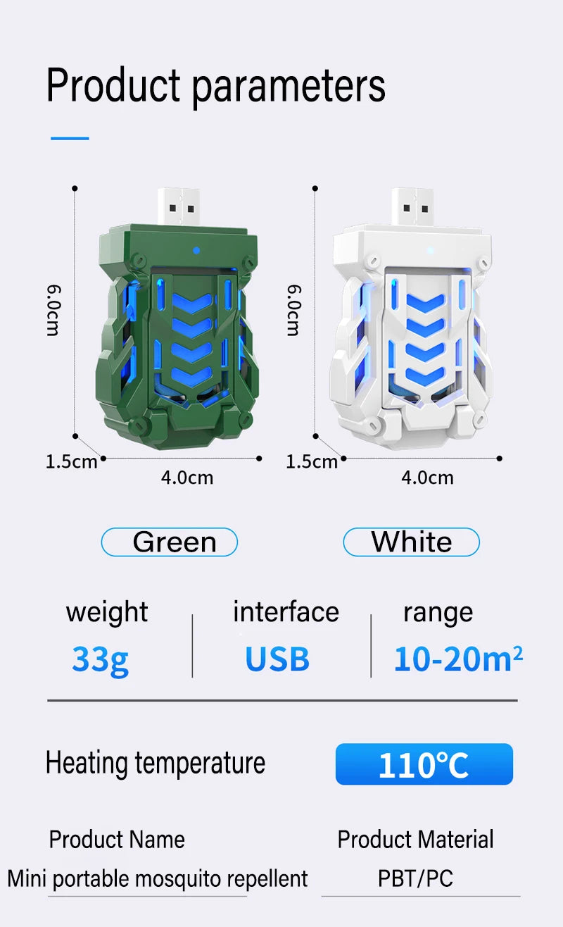 USB Mosquito Killer Summer Portable Mosquito Repeller Heated Electric Mosquito Repellent Improve Sleep Home Outdoor Camping