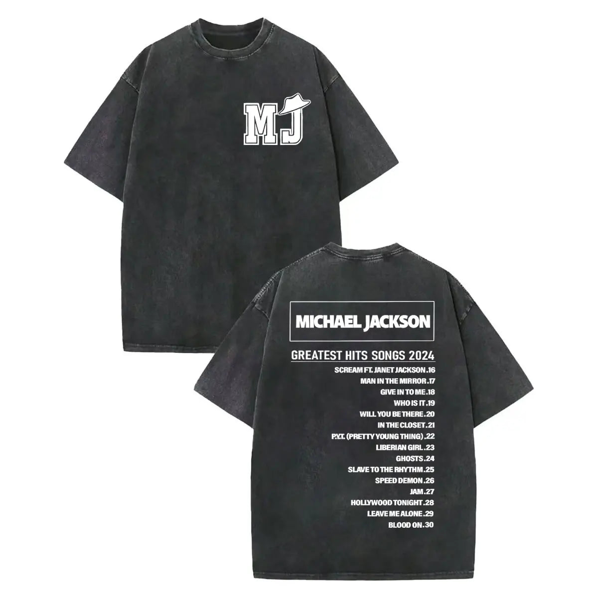 Vintage Washed Michael Jackson Album Poster Graphic T Shirt Men Women Clothing Rock Fashion T-shirt Summer Casual Loose T-shirts