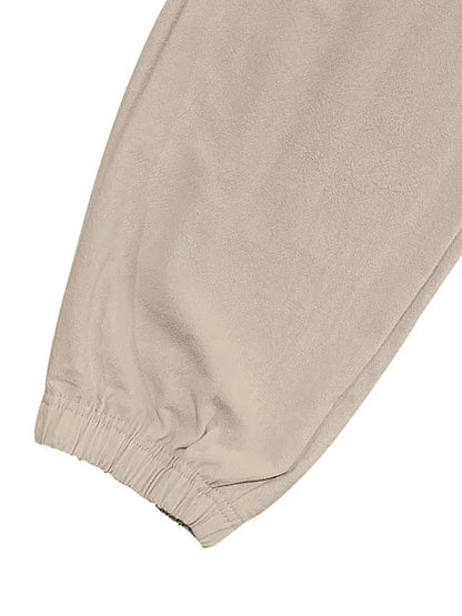 Men's Cotton Linen blend Cargo Jogger Pants Elastic Waist Drawstring Multi Pockets Casual Breathable Streetwear Trousers for Men