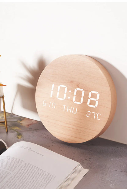 LED Digital Wall Clock - Multi-Function Silent Time  Temperature Display for Home  Bedroom