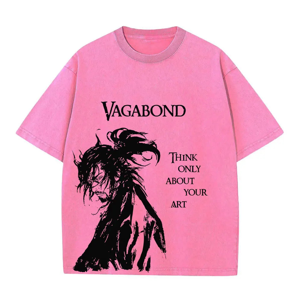 Men Streetwear Tshirt - Vintage Harajuku Anime Graphic Print Black Cotton Tee
