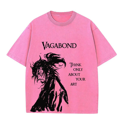 Men Streetwear Tshirt - Vintage Harajuku Anime Graphic Print Black Cotton Tee