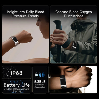 New No Screen Health Bracelet Precise Heart Rate Blood Pressure ECG Monitor Call Reminder Smart Watch Sport Band Fitness Tracker