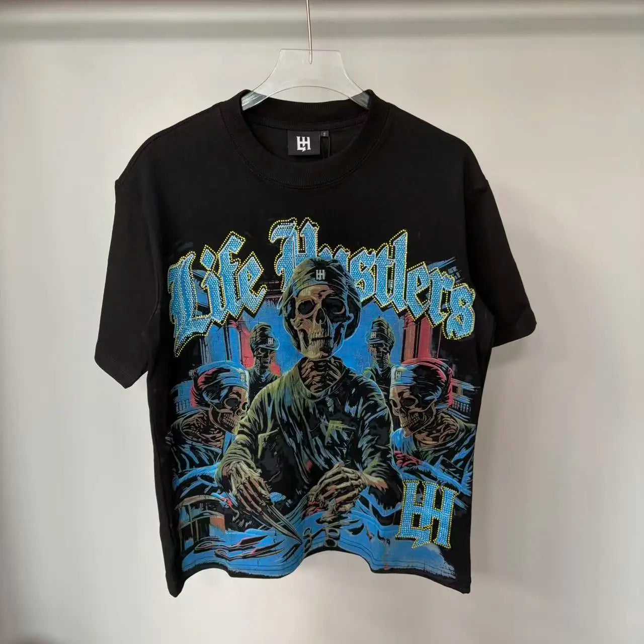 26SS Y2K High Quality American Retro Trendy Fashion Tops LIFE HUSTLERS 100% cotton large size loose Men's Women's T-Shirt