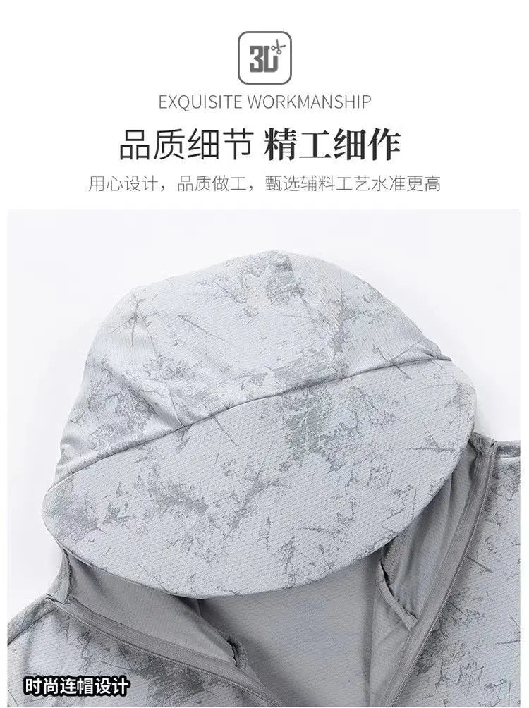 Sun Protection T-Shirts Mens Long Sleeve UV-Proof T-Shirts Fishing Hiking Summer Mask Lightweight Outdoor Protection Hoodie Tee