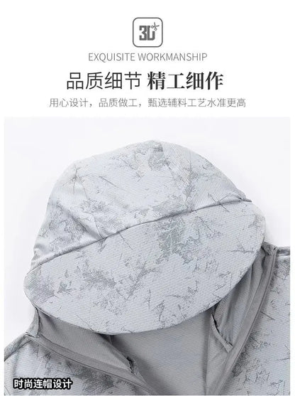 Sun Protection T-Shirts Mens Long Sleeve UV-Proof T-Shirts Fishing Hiking Summer Mask Lightweight Outdoor Protection Hoodie Tee