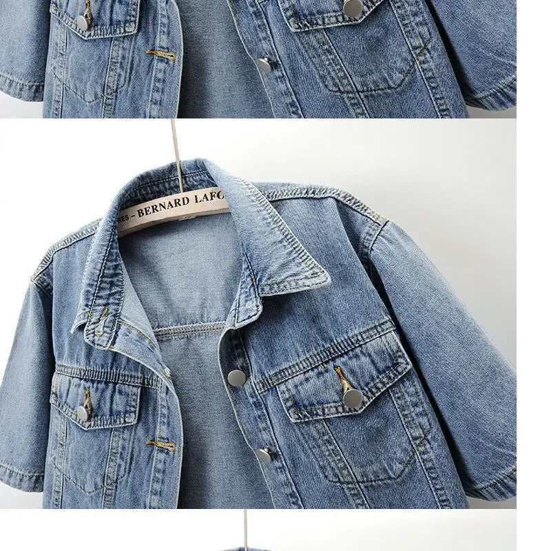 Fashionable New Versatile Short Sleeved Denim Jacket for Women Loose Korean Version Top Small Shawl Cardigan for Outerwear