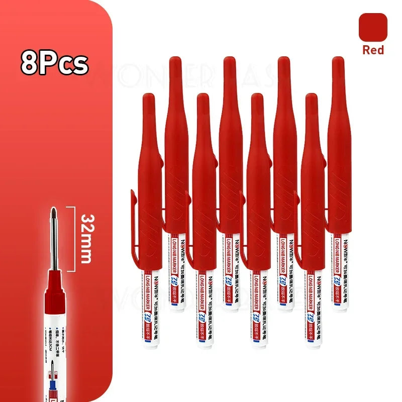 Waterproof Multi-Purpose 32mm Deep Hole Marker Pens - 1-8 Pcs in 4 Colors for Wood Tile Metal  Bathroom Use