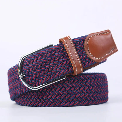 Unisex Stretch Jeans Belt - Casual Knitted Woven Canvas Pin Buckle