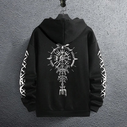 Black Men's Hoodie – Autumn Winter Casual Sweatshirt | Sporty Jogging Pullover