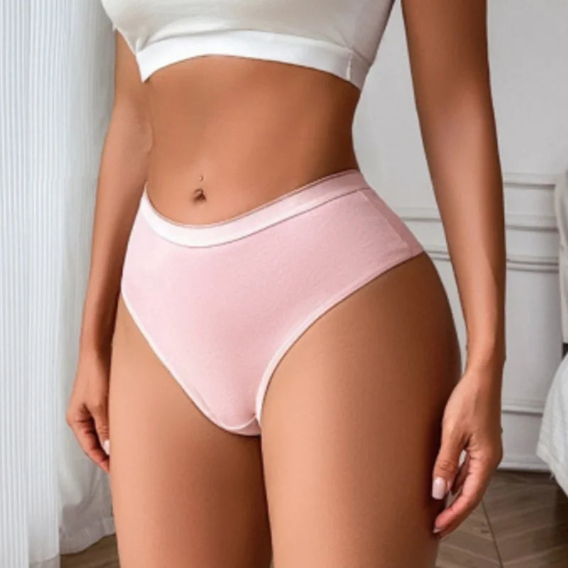 1PC Thongs Women Cotton Panties Female High Rise G-String Sexy High Leg Cut Bikini Solid Color T-back Breathable Lingerie S-L