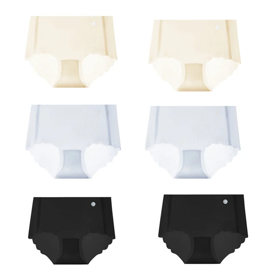 6PCS Women Summer Seamless Thin Underwear Panties Ultra-thin Briefs Ice Silk Ladies High Quality Breathable Underpants Lingerie
