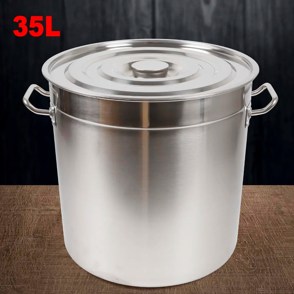 35L Stainless Steel Stock Pot – Large-Capacity Soup Pot with Lid