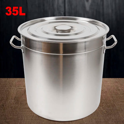 35L Stainless Steel Stock Pot – Large-Capacity Soup Pot with Lid