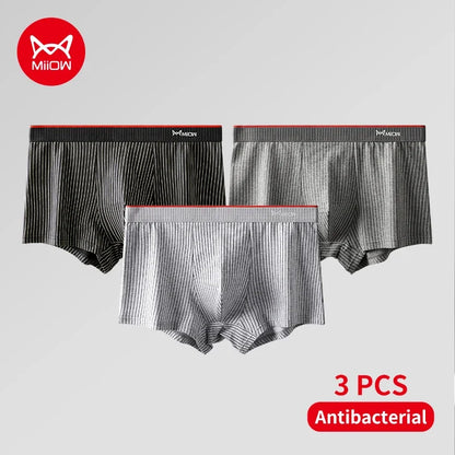 Mens Antibacterial Cotton Boxer Briefs - 3 Pack Striped  Printed Sizes L-5XL