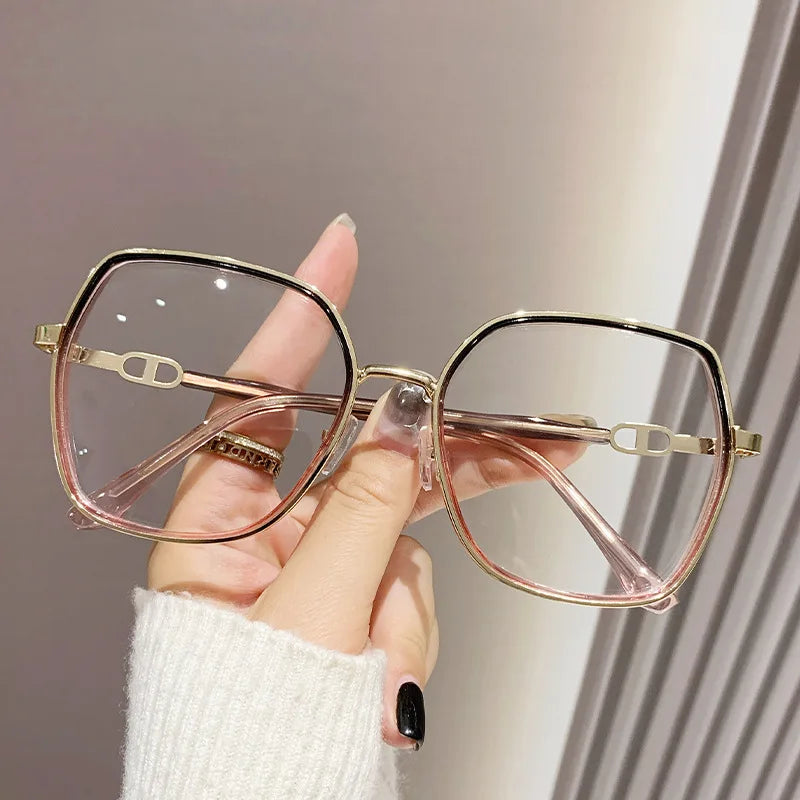 Anti Blue Light Glasses – Oversized Polygonal Frames with Transparent Acrylic Lenses