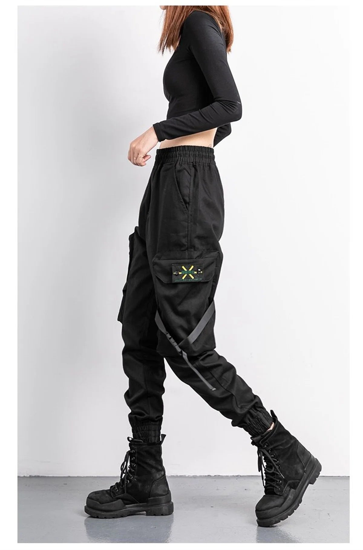 Black Fashion Korea Cargo Pants Women High Waist Baggy Tactical Sweatpants Fashion Hip Hop Harajuku Joggers Trousers Female