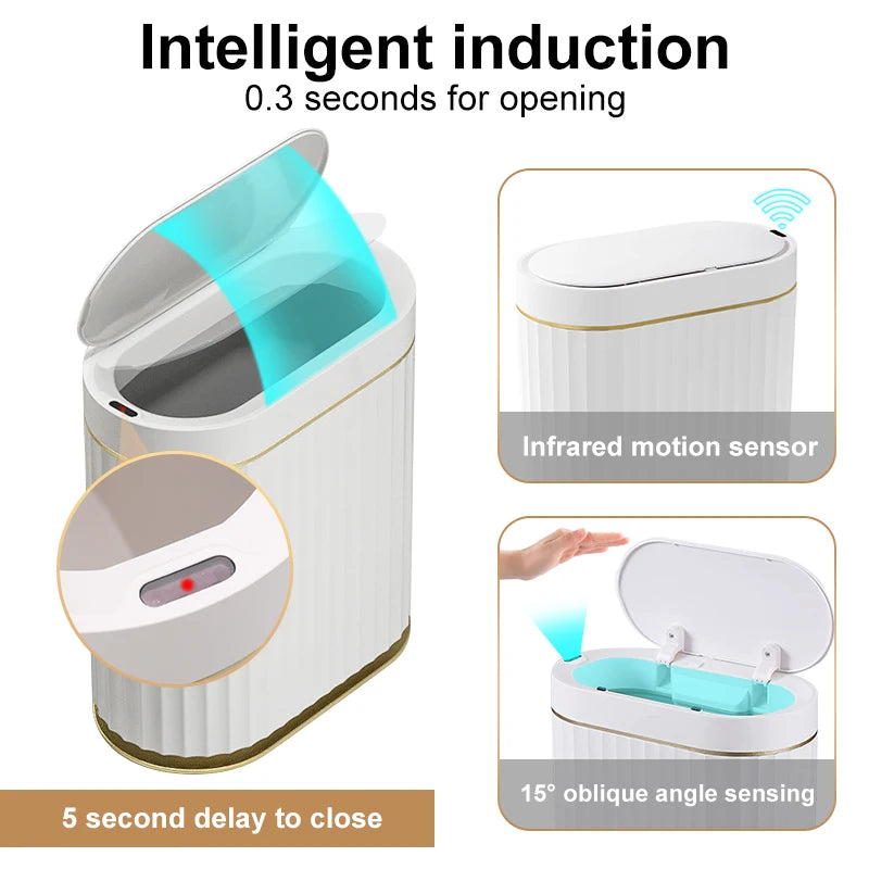 Smart Home Automatic Sensor Trash Can - Waterproof Kitchen Bathroom Wastebasket