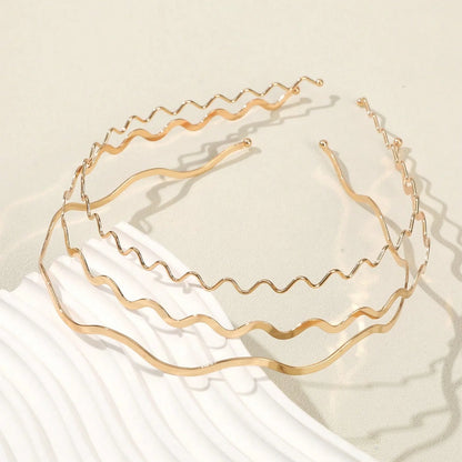 3PCS Women's Metal Gold Thin Wave Headbands, Minimalist & Practical Bang Hair Bands, Ultra-Minimalist Elegant Hair Accessories (