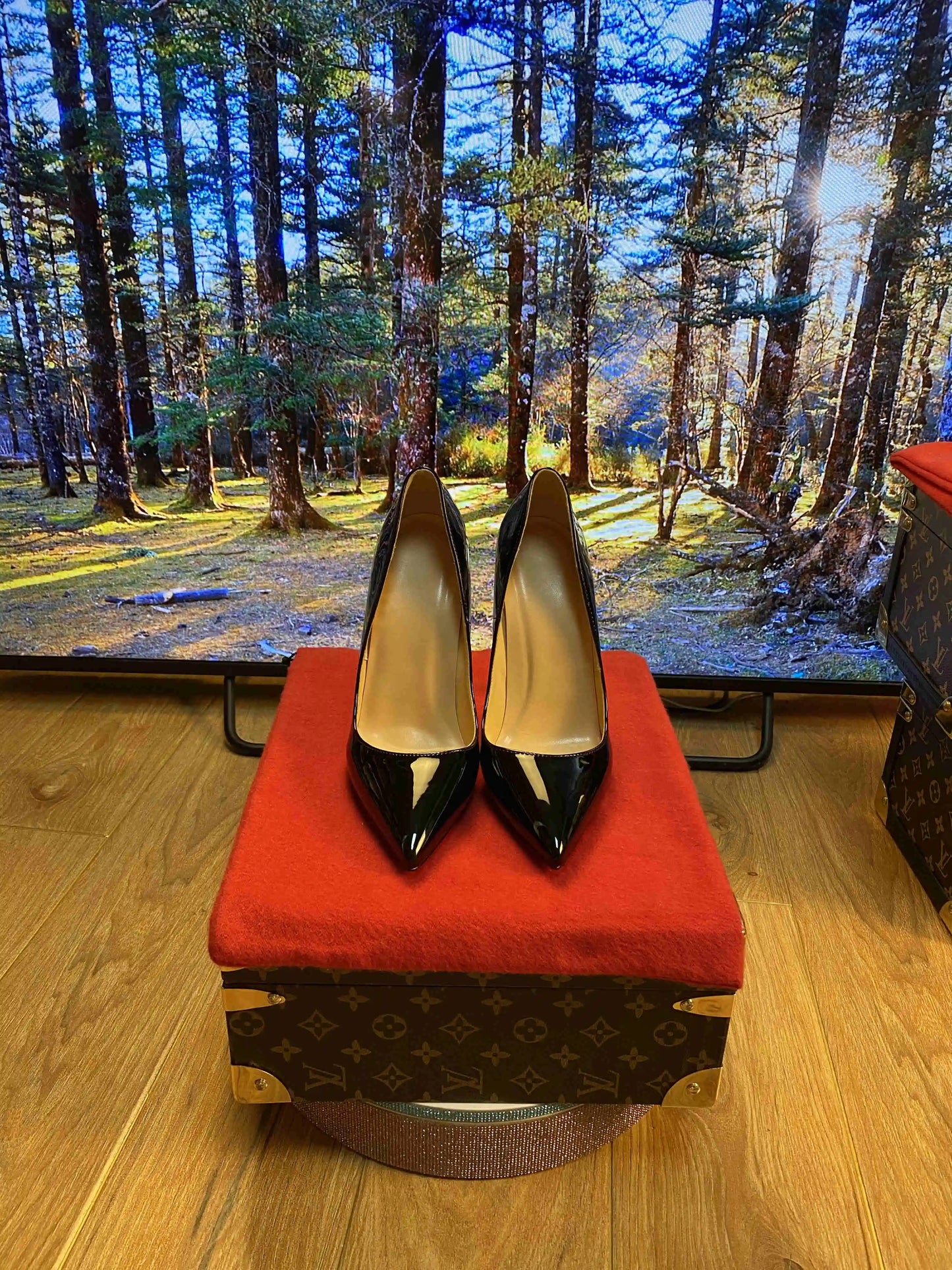 New Shallow Classic Patent Leather 12cm Fashionable and Versatile Work High Heels Nude 10cm Thin Heel Plus Size 33-46