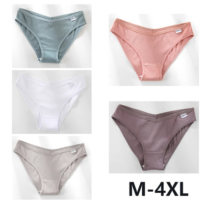 Women Cotton Panties - 5PCS Mid Rise Briefs Plus Size Sexy Ladies Underwear