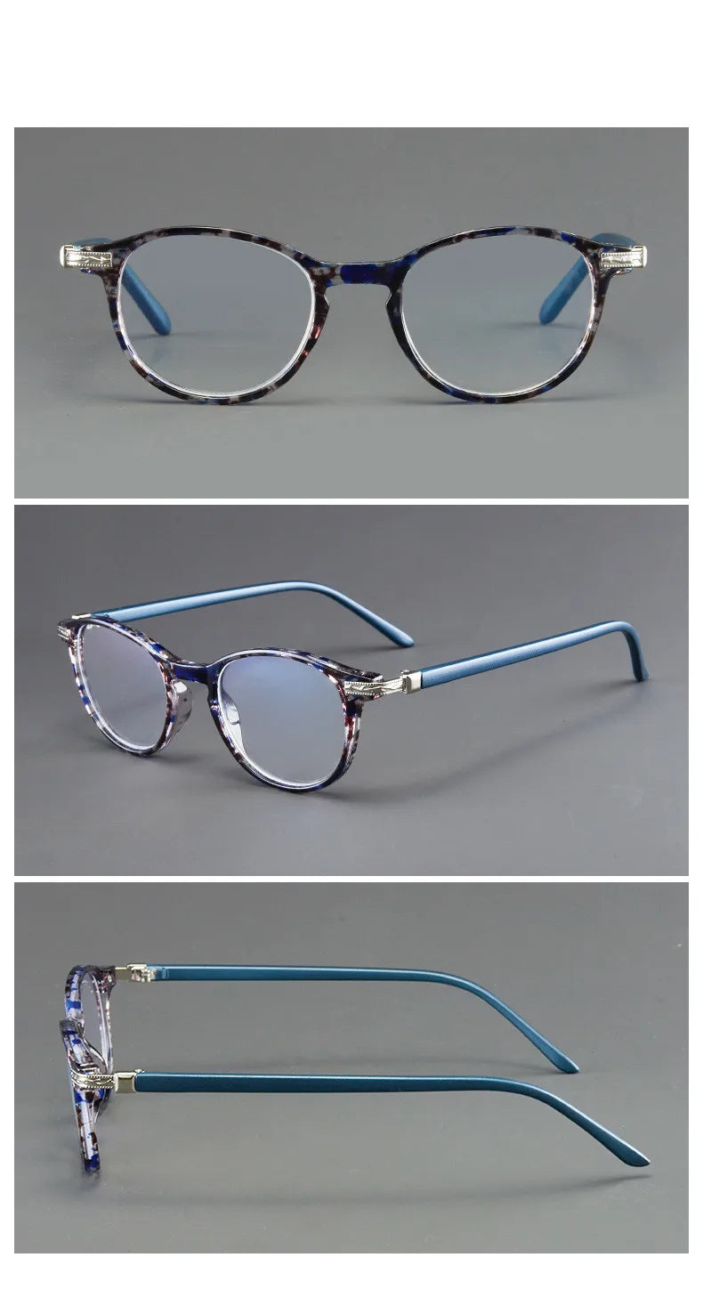 Reading Glasses Unisex – Small Round Frame Anti Blue Light Eyewear With Plastic Titanium Frame