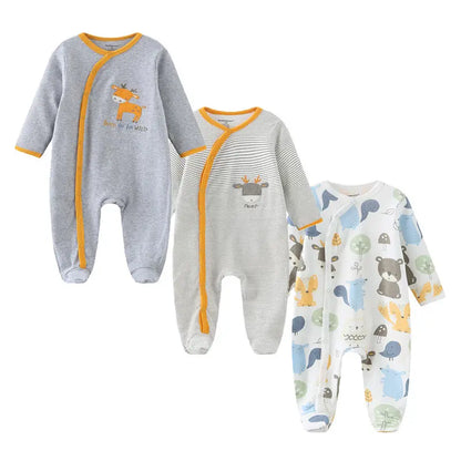 Baby Cotton Romper - Newborn Jumpsuit With Covered Button Closure, Soft Cotton Baby Clothes