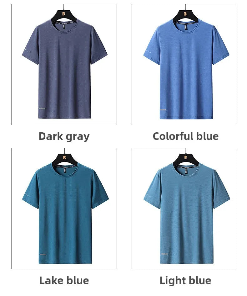 Men's Ice-Silk T-Shirt – Breathable Plus-Size Tee (up to 8XL)