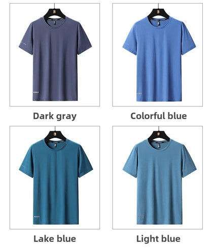 Men's Ice-Silk T-Shirt – Breathable Plus-Size Tee (up to 8XL)
