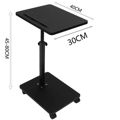 C Shaped Side Table – Mobile Coffee Table With Wheels | Adjustable Height Wooden Storage