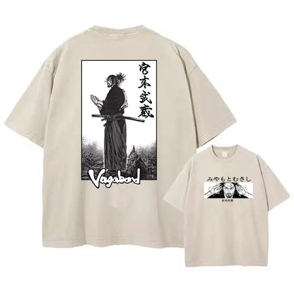 Men Streetwear Tshirt - Vintage Harajuku Anime Graphic Print Black Cotton Tee