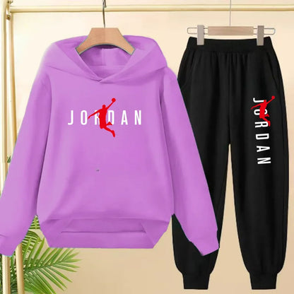 Children's Sportswear Set with Hoodie Sweatshirt And Long Pants Suitable for Kids Aged 3-13 Years Old for Engaging in Sports