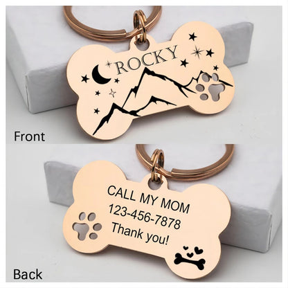 Personalized Customized Cute Pet Name Tag Stainless Steel Pet Cat And Dog Name Card Pet Collar Pendant Name Tag