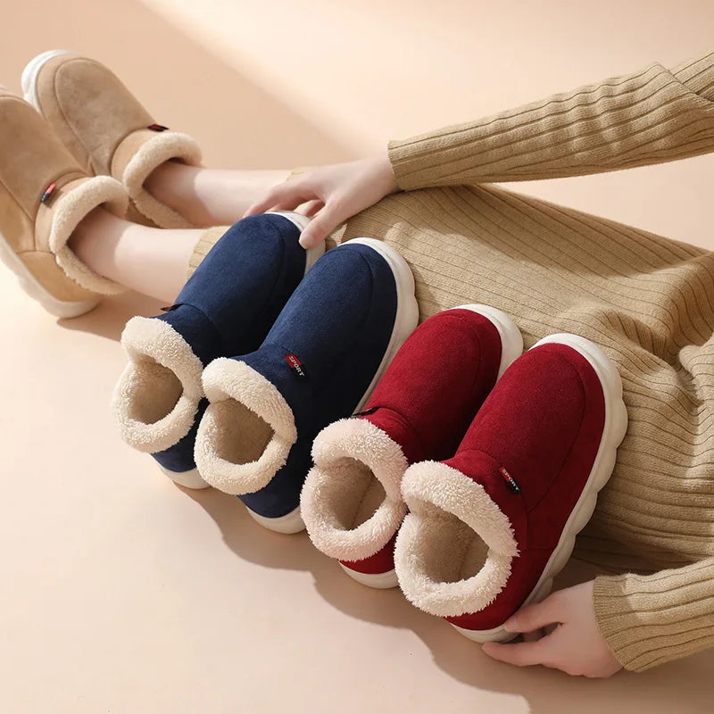Mens Plush Indoor Slippers - Soft Fluffy Cotton House Shoes
