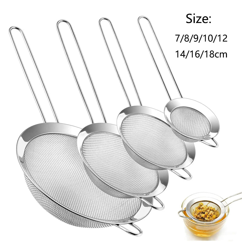 Fine-Mesh Strainer Set – Stainless Steel Sieve & Flour Sifter (3/4-Piece)