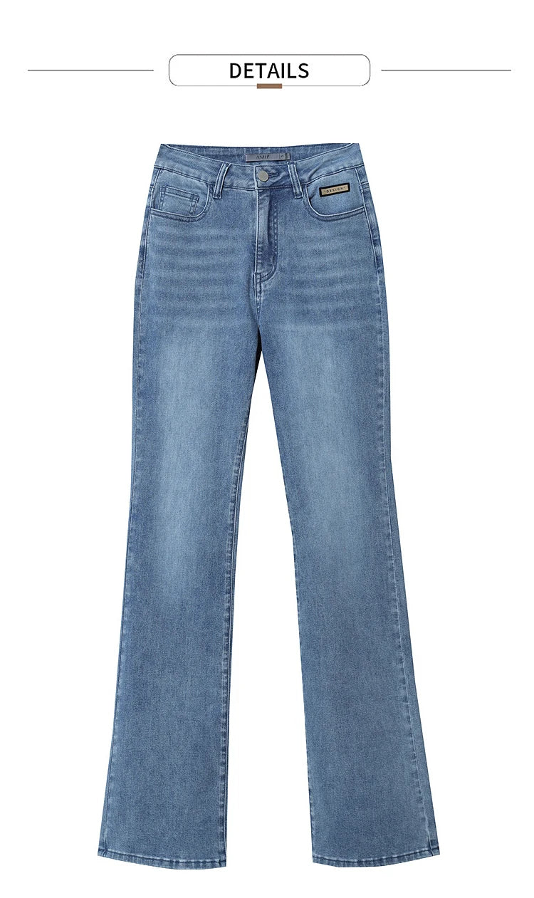 Amii Flared Jeans Autumn 2026 New Commuter Style Casual Versatile Women's Pants Solid Color Denim Trousers For Women 12621032